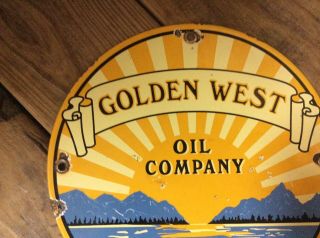 Vintage Golden West Gasoline Porcelain Gas And Oil Pump Plate Made In Usa 1949