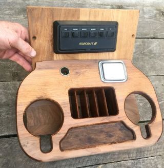 Vintage 1985 - 95 Chevy Custom Starcraft Van Center Console Cover Wood Drink Tray