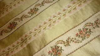 Antique French Lisere Floral Silk Brocade Tablecloth 50 " Square Good Cond.
