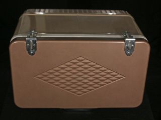 Vintage 1956 Coleman Snow Lite Diamond Cooler Beige Metal W/ Tray 2
