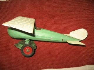 Vintage Antique Airplane Tin Toy Kingsbury Wind - Up Metal
