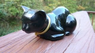 Vintage Black Glass Cat Figural Avon Bottle Cotillion Perfume Cologne