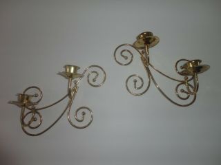 Home Interiors Set Of 2 - Brass Wall Sconces 9  T