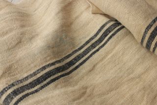 Indigo Blue Antique Grain Sack Fabric Hemp 2.  8 Yds Stripe Organic Bleeding Dye