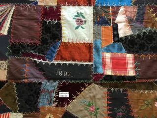 Antique Victorian Silk and Velvet Crazy Quilt D1892 2