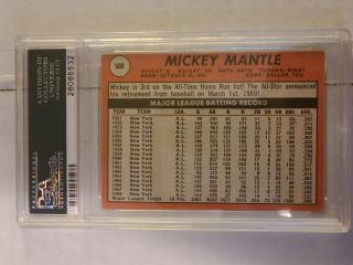 1969 Topps Mickey Mantle 500 York Yankees Baseball Card PSA VG - 3 3