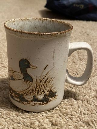 Vintage Dunoon Ceramics Coffee Mug,  Made In Scotland,  Duck Pattern,