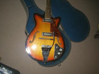 Vintage Kingston Hollow Body Electric GUITAR with Case 3
