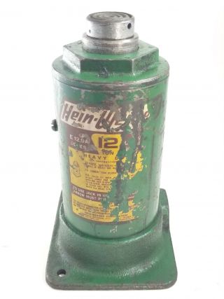 Vintage Hein - Werner Green 12 Ton Hydraulic Bottle Jack Cylinder Made In Usa