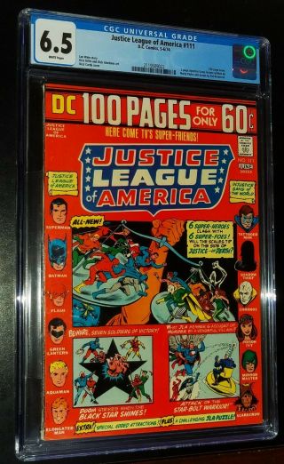 Justice League Of America 111 1974 Dc Comics Cgc 6.  5 Fn,  White Pages