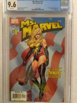 Ms.  Marvel 1 Cgc 9.  6 White Pages Marvel Flag Cover,  Captain America App
