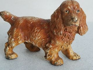Antique Cast Iron Hubley Cocker Spaniel Dog Doorstop Vintage Statue