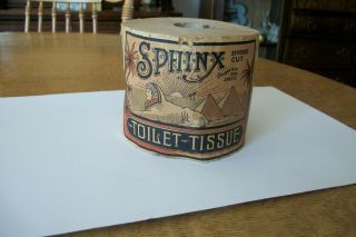 1 Roll Of Antique Vintage Sphinx Brand Toilet Paper Tissue Circa 1890 - 1920