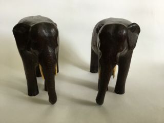 Vintage African Hand Carved Wooden Elephants C 1940’s H 7” L 8” D 4” Wo