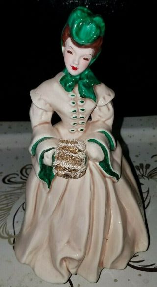 Vintage Florence Ceramics " Dalia " In Green Figurine Pasadena California