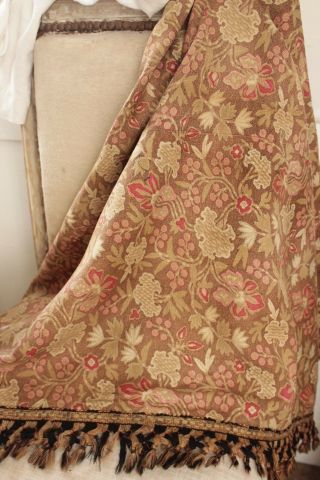 Antique French Fabric Cretonne 1880 Brown Arts And Crafts Material Upholstery