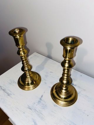 Baldwin Brass Candle Holder Set Of 2 - Rare Vintage Pair Candlesticks