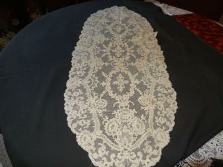 Lovely Antique French Tambour Net Lace Dresser Scarf