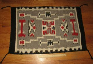 Vintage Early Native American Indian Navajo Storm Pattern Blanket Rug 34.  5 " X23 "