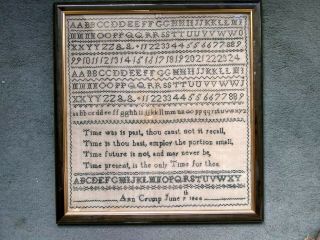 19c Antique Sampler Embroidery Dated 1844 Verse And Alphabet Framed And Glazed