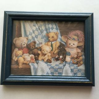 Vintage Teddy Bear Picture Wood Frame 8 " X 6 " Glass Cover Pf2