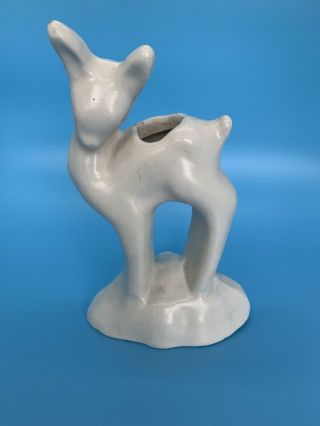 Vintage Art Deco White Deer Small Ceramic Vase Figurine