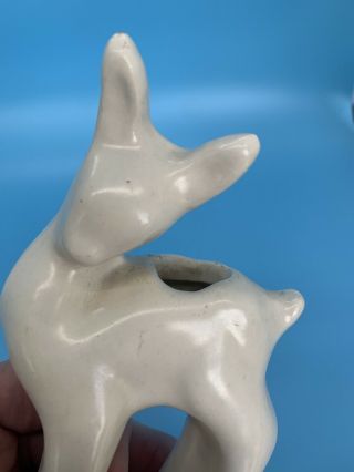 Vintage Art Deco White Deer Small Ceramic Vase Figurine 2