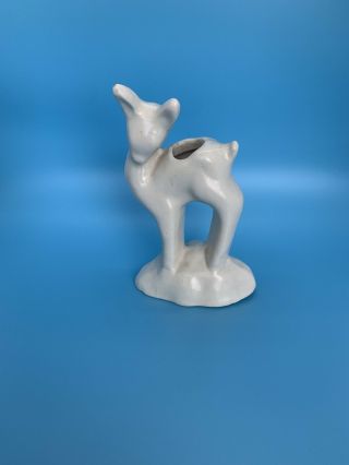 Vintage Art Deco White Deer Small Ceramic Vase Figurine 3