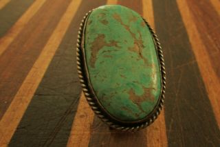 Vintage N.  A.  Turquoise Ring Signed " O J " Size 8.  5 Sterling