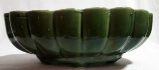 Vintage Dark Green Oval Ribbed Planter 907 USA Pottery 8 