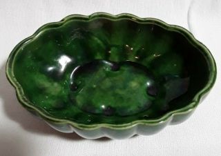 Vintage Dark Green Oval Ribbed Planter 907 USA Pottery 8 