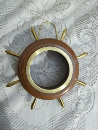 Vintage Ship Wheel Brass Wood Clock Case