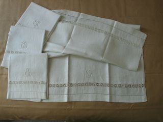 Antique Vintage Linen Set Of 4 Bath Towels 42 " X 26 " Pristine