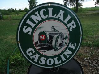 Old Vintage 1939 Sinclair H - C Gasoline Porcelain Enamel Gas Pump Station Sign