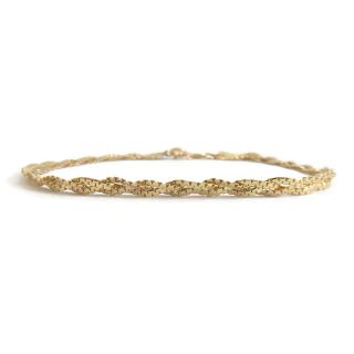 Vintage Braided Herringbone Flat Chain Link Bracelet 14k Yellow Gold,  2.  74 Grams