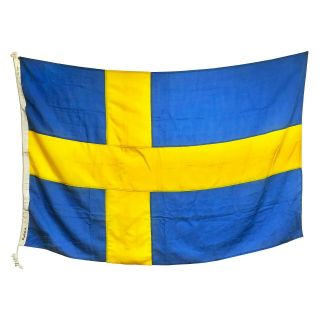 Vintage Sweden Flag Nautical Cloth Swedish Old Nordic Cross Scandinavian Wool