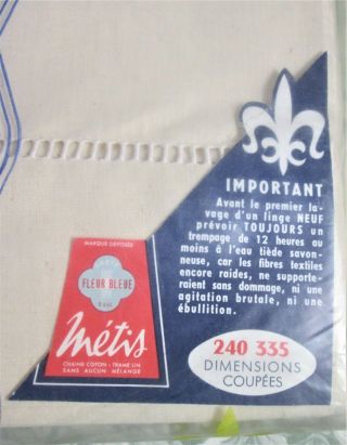 Vintage French XL METIS LINEN TOP SHEET 240x335 cm ORIG WRAP 94.  5 