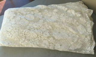Lovely Antique Vintage Quaker Lace Tablecloth 73 " X 55 " Off White With Tag