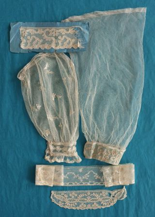 Bundle Hand Made Early 19th C Lace Fragments - Dolls/projects
