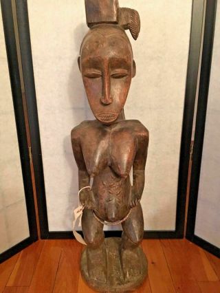 Vintage African Statue Old Wood Carved Tribal Art Statue