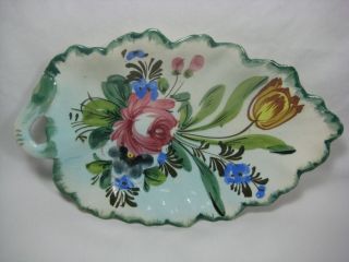 Vintage Italian Hand Painted Collectible Hot Plate Trivet Flower Leaf Pattern