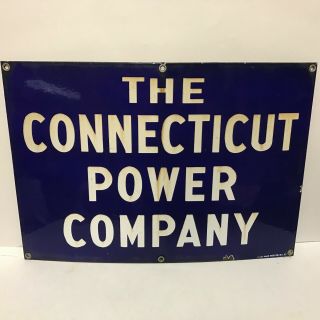 The Connecticut Power Company Colebolt Blue Vintage Heavy Porcelain Sign 20 X 14