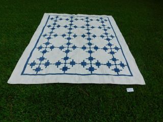 Antique Blue & White Hand Made Cotton Quilt Early 20th Century Odon,  Indiana