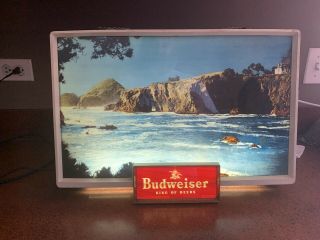 Vintage Anheuser Busch Budweiser Landscape Bar Man Cave Light Sign Hanging 182