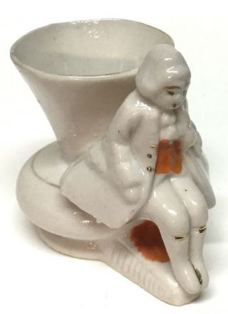 Vintage Porcelain Victorian Small Figurine Bud Vase Or Spittoon,  Japan,  Vgc,