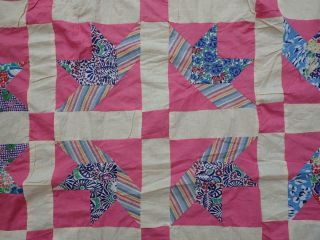 THE BEST Large Vintage 30s Feedsacks Pink QUILT TOP 112x97 