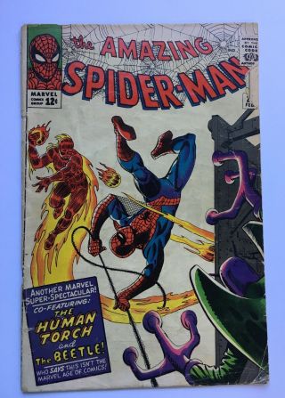 Spiderman 21 Silver Age Comic Featuring The Beetle & Human Torch