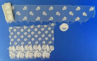 A 140 1/2 " (357cm) Length Of Victorian Silk Blonde Bobbin Lace & Another