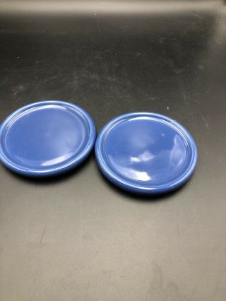 Set Of (2) Longaberger Pottery Coaster/crock Lids In Blue