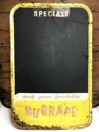 Vintage Nugrape Soda Drink Chalkboard Menu Sign Collectible Ballpark Sign Decor